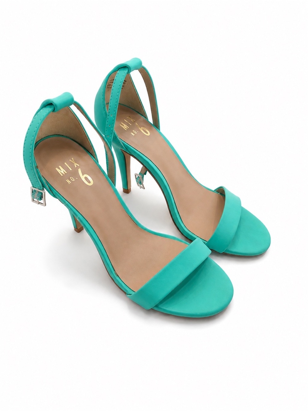 Mix No. 6 Turquoise Open-Toe Ankle-Strap Heels